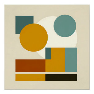 Póster Geométrico Abstrato Meados do Século Moderno