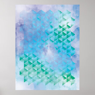 Poster Geométrico azul e verde