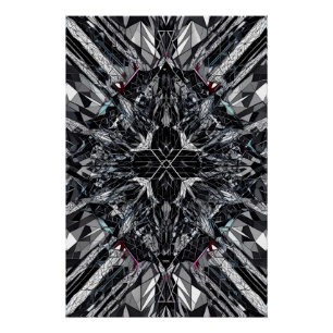 Póster Geométrico Monocromático: Nexo Poligonal Abstrato