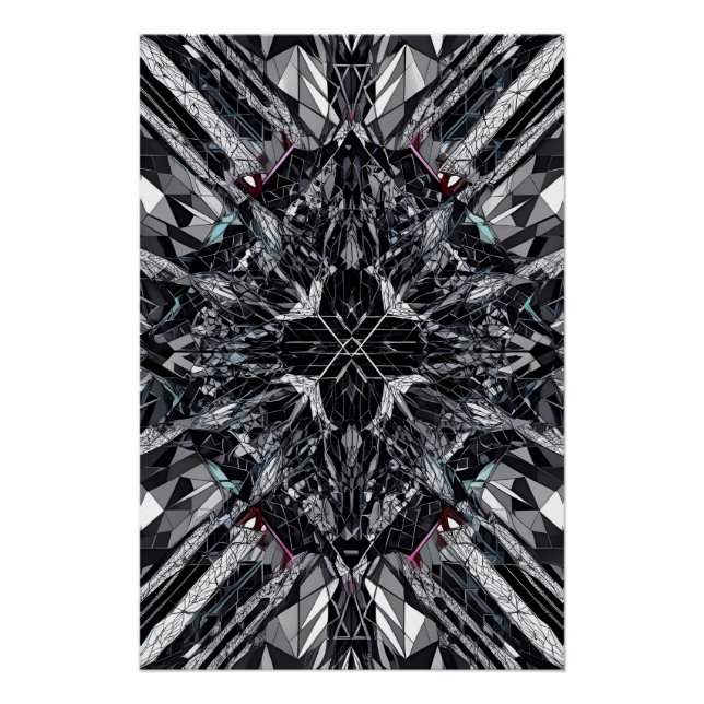 Póster Geométrico Monocromático: Nexo Poligonal Abstrato  (Frente)