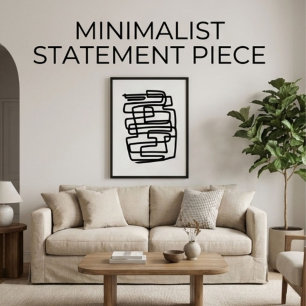 Poster geométrico simples preto e branco contemporâneo