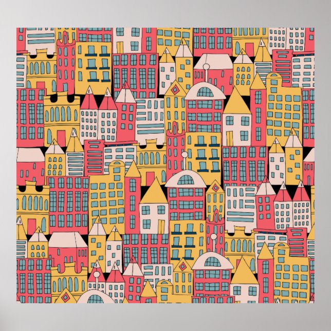 Poster Geométrico triangular: fundo Abstrato colorido (Frente)