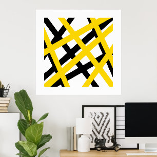 Poster Geométrico Yellow Black Stripe