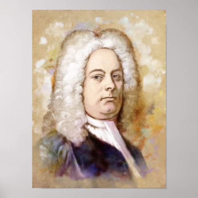Poster Georg Friedrich Händel Portrait im Aquarell Style (Frente)