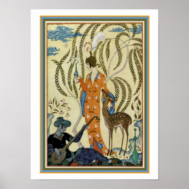Póster George Barbier Art Deco "Rapariga com Cerveja" Imp (Frente)