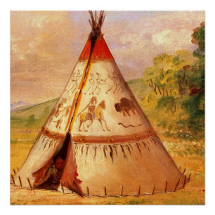 Póster George Catlin, Indígena Wigwam, Fronteira American