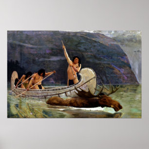 Poster George de Forest Brush, a perseguição de Moose