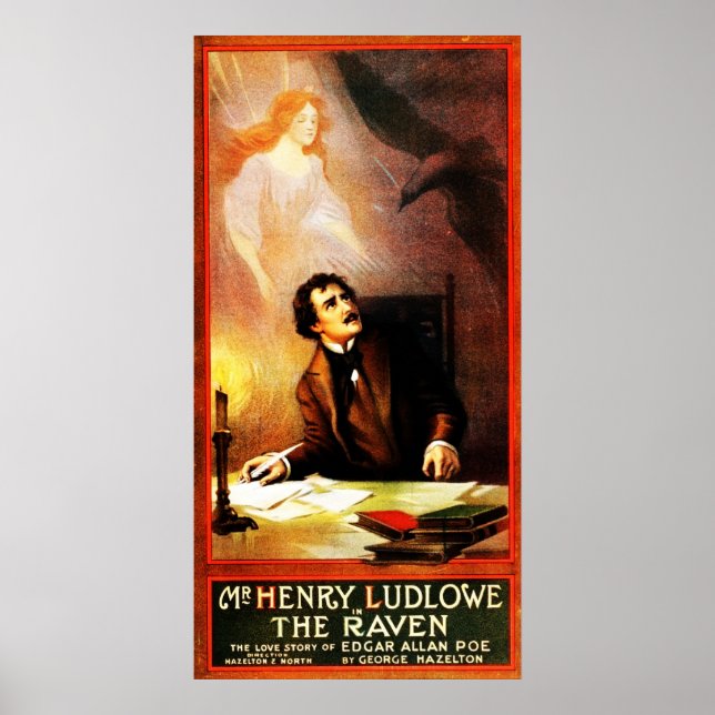Póster George Hazelton é o Raven Edgar Allan Poe 1908 (Frente)
