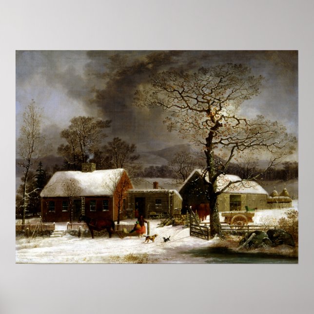 Poster George Henry Durrie Winter Scene em New Haven (Frente)
