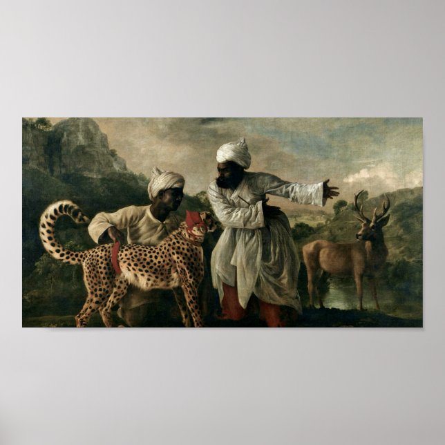 Poster George Stubbs - Cheetah com dois empregados indian (Frente)
