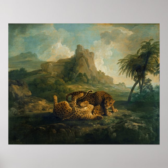 Póster George Stubbs | Leopardos em Play, c.1763-8 (Frente)