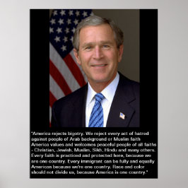 Poster George W. Bush com citações sobre intolerância
