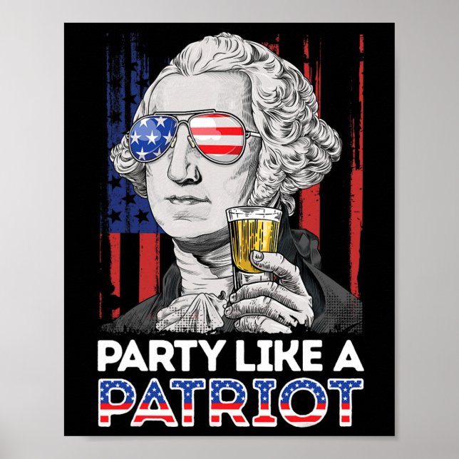 Poster George Washington, 4 de julho, Partido Como Um Pat (Frente)