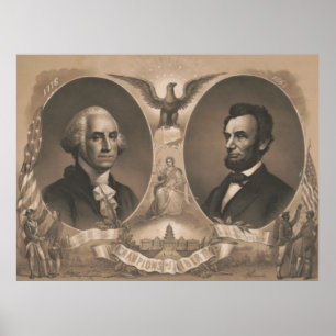 Poster George Washington Abraham Lincoln Eagle Vintage EU