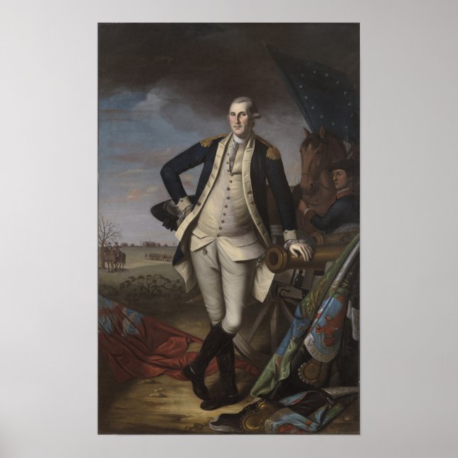 Poster George Washington na Batalha de Princeton, 1781 (Frente)