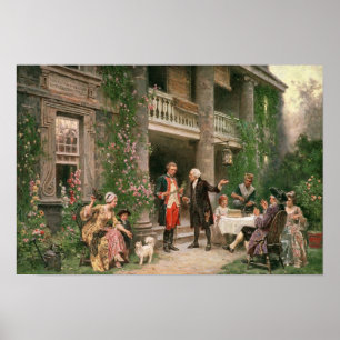 Póster George Washington no jardim de Bartram