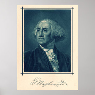 Póster George Washington Retrato & Assinatura