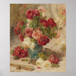 Poster Georges Jeannin - Uma Vida Estática com Rosas em u