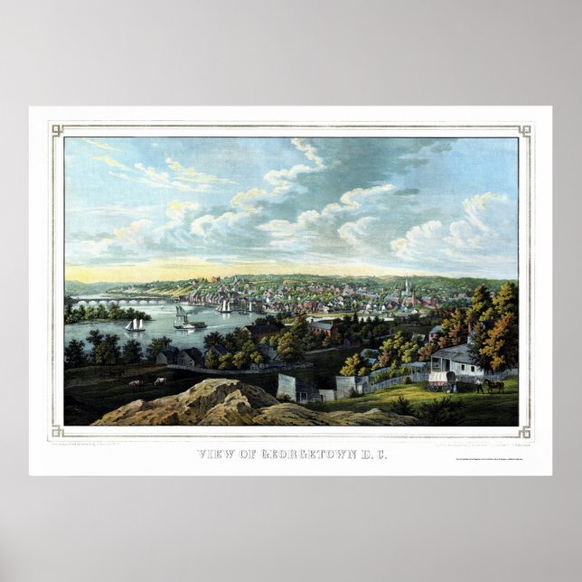 Póster Georgetown, D.C. Panorâmica - 1855 (Frente)