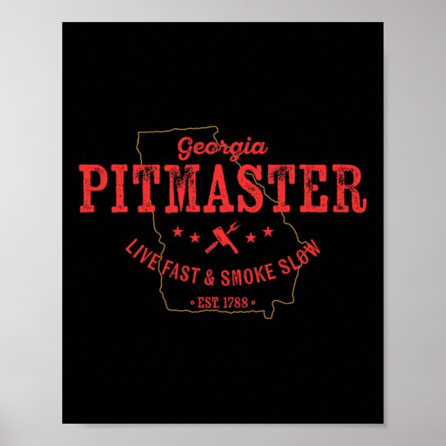 Poster Georgia Churrasco Pitmaster Para Churrasco De Carn (Frente)