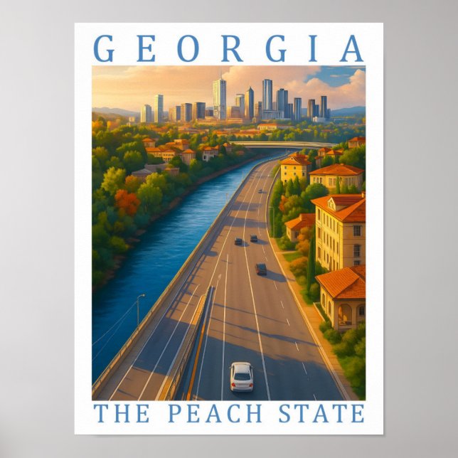 Poster Geórgia, Estado Peach EUA, Viagem (Frente)