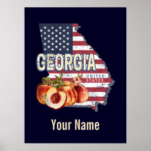 Poster Geórgia Estados Unidos - Retro State Map Vintage E