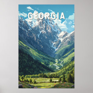 Poster Georgia Illustration Viagem Art Vintage