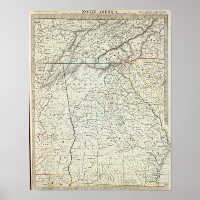 Póster Georgia, pontos de NC, SC, Tenn, Ala, Flórida (Frente)