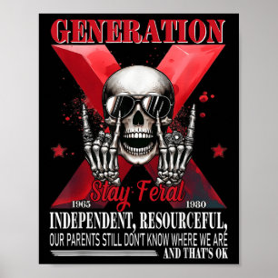 Poster Geração X Mantenha um esqueleto engraçado Gen X Hu