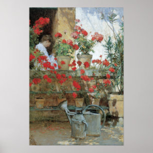 Póster Gerânio por Childe Hassam, impressionismo do