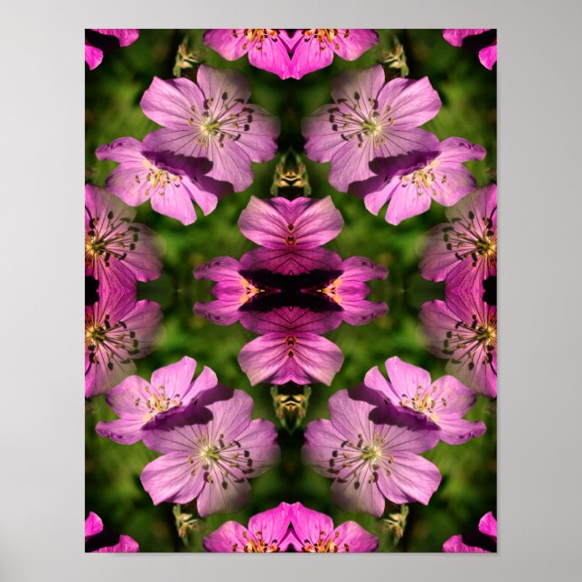 Poster Geranium Flowers Multipliplied Abstrato (Frente)