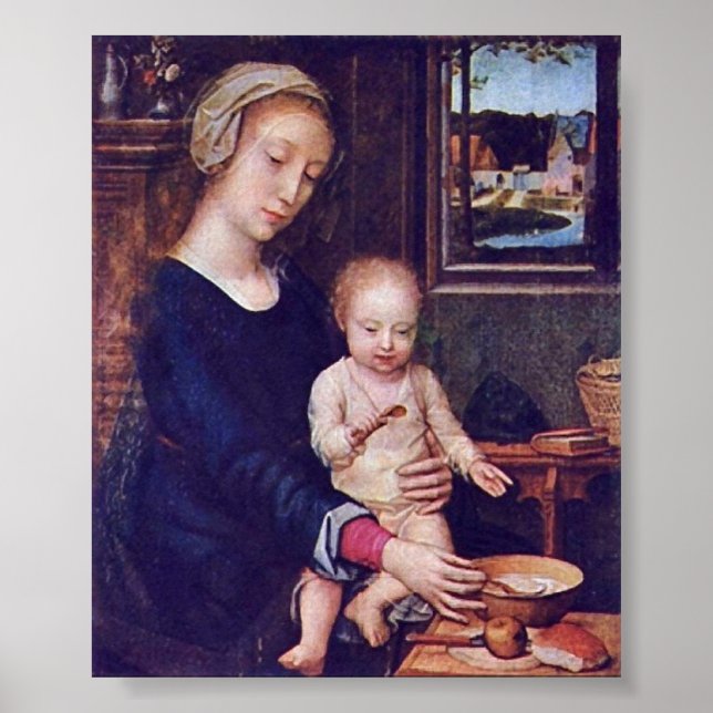 Póster Gerard David - A Madona da Sopa de Leite (Frente)