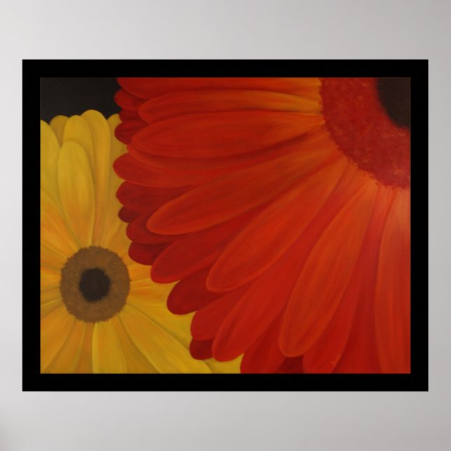 Póster Gerbera Daisies do Óleo Original na Canvas (Frente)