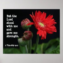 Poster Gerbera Daisy c/ Scripture Verse (Timothy 4:17)