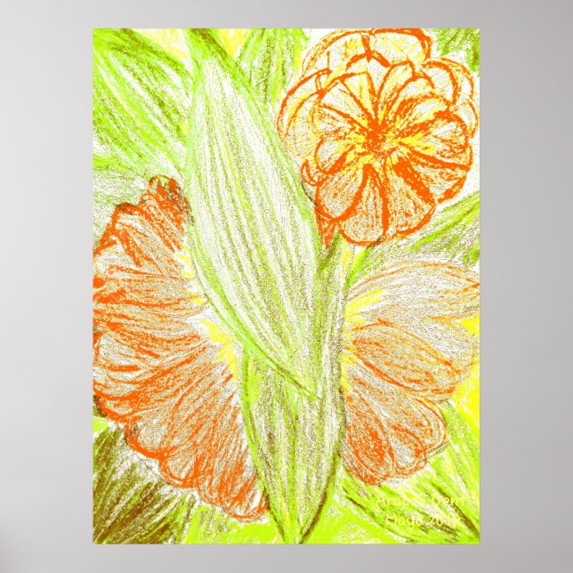 Poster Gerbera e Aspidistra elatior, (Frente)