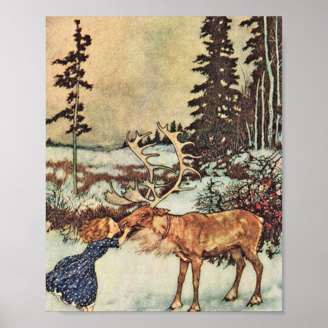 Poster Gerda E A Reindeer - Edmund Dulac (Frente)