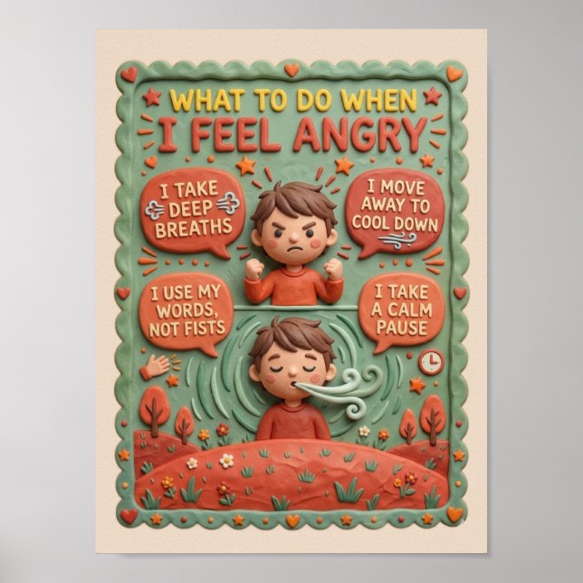 Poster Gerenciamento de Emoções Educacional para Crianças (Frente)