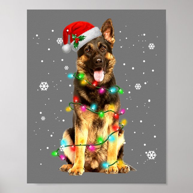 Poster German shepherd Cão Árvore Natal Doce Xmas Do (Frente)