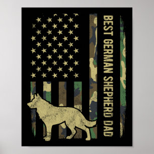 Poster German shepherd Cão Pai Camuflagem Bandeira Americ