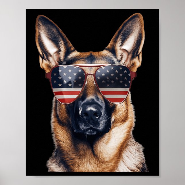 Poster German shepherd com a Independência de Bandeira do (Frente)