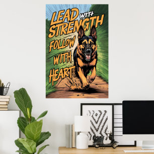 Poster German shepherd Com Força E Coração