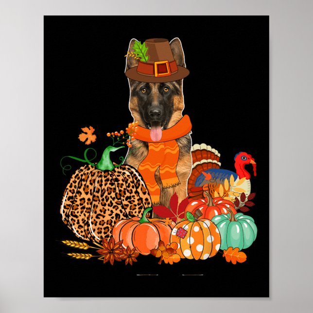 Poster German shepherd De Ação De Graças Com A Bomba Da T (Frente)