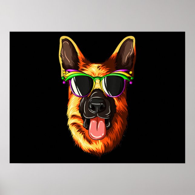 Poster German shepherd de Máscara do Carnaval Mardi Gras (Frente)