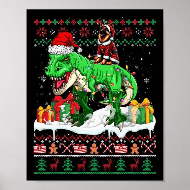Poster German shepherd de papais noeis a Andar no T-rex S (Frente)