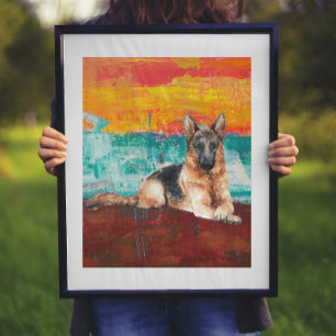 Poster German shepherd de pintura artística