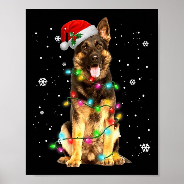 Poster German Shepherd Dog Tree Christmas Xmas Dogs Gifts (Frente)