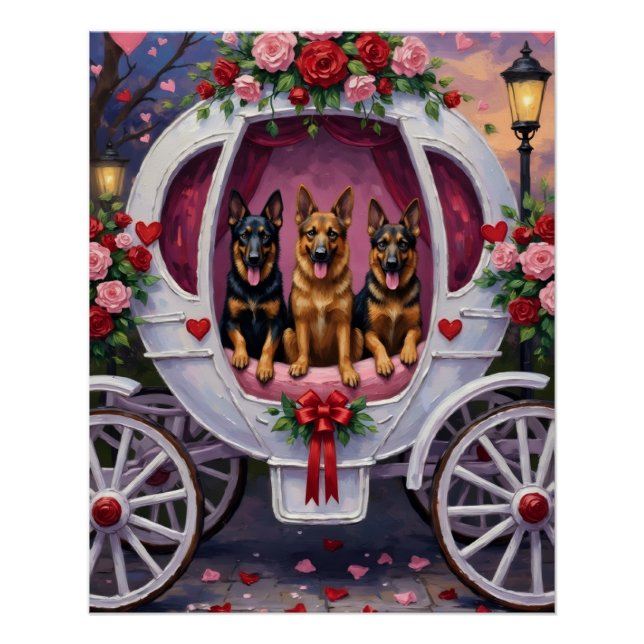 Póster German Shepherd Dog Valentine's Day  (Frente)