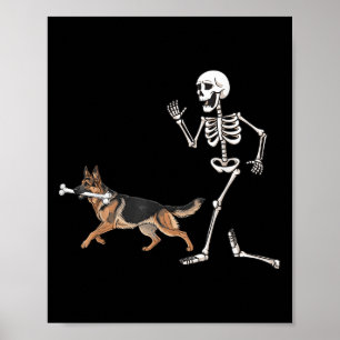 Poster German shepherd E Esqueleto Do Dia de as Bruxas en