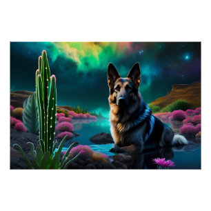 Póster German shepherd em um mundo Alienígena