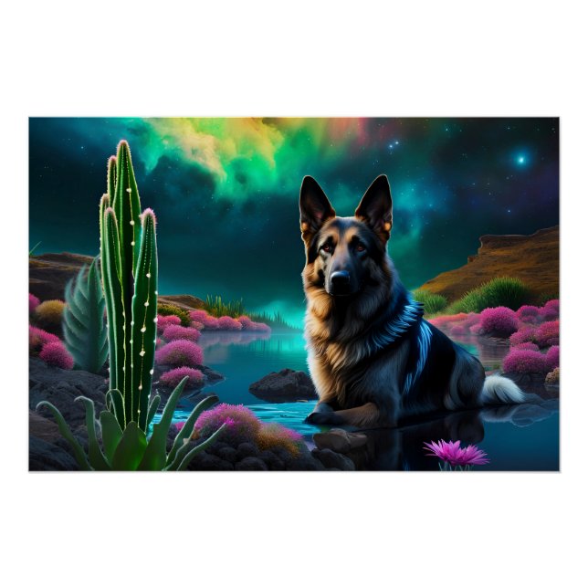 Póster German shepherd em um mundo Alienígena (Frente)